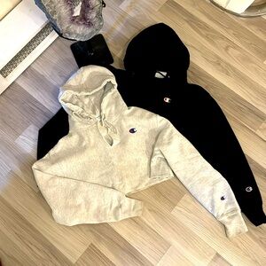 X2 cropped champion reverse weave hoodies in size xs